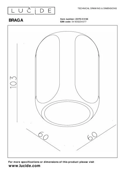 Lucide Premium BRAGA - Plafonnier - 1xGU10 - Café - technique